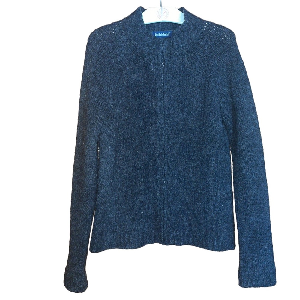 •DE ROTHCHILD•GREY FULL ZIP WOOL BLEND SWEATER JACKET SIZE SMALL